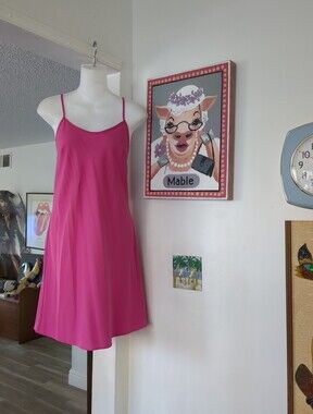💕 Nanette Lepore Barbie Pink Silky Slip Dress Size 6 Romantic